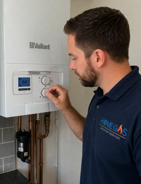 gas engineer servicing a boiler in leeds
